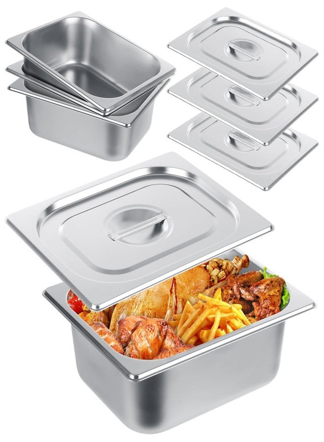 QTLCOHD 4 Pack 1/2 Half Size Hotel Pan with Lids, 4 Inch Deep Steam Table Pan with Lid, 12.8 x 10.4 Inch Stainless Steel Pans for Home, Party, Hotel, Buffet - Image 1