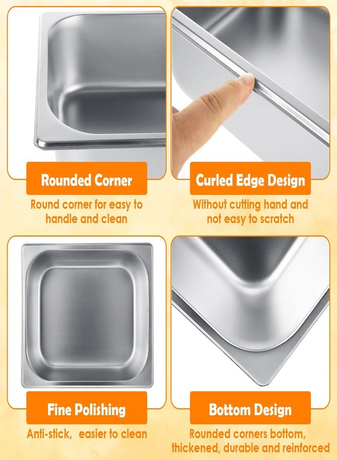 QTLCOHD 4 Pack 1/2 Half Size Hotel Pan with Lids, 4 Inch Deep Steam Table Pan with Lid, 12.8 x 10.4 Inch Stainless Steel Pans for Home, Party, Hotel, Buffet - Image 5