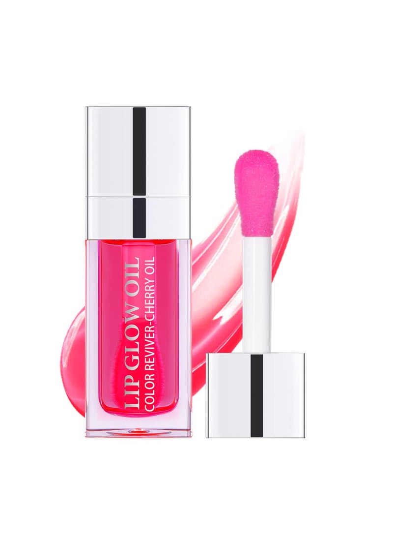 Sokgo Hydrating Lip Glow Oil Plumping Lip Oil Gloss Transparent Lip Balm Natural Lip Plumper Gloss Make Lips Fuller and Moisturizing Cherry 