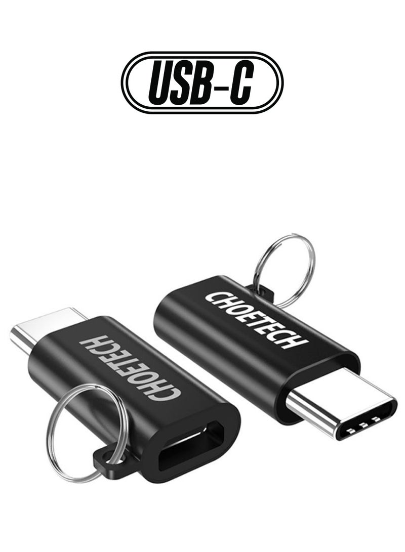 CHOETECH USB C Adapter Connector With Keychain Black - Image 1