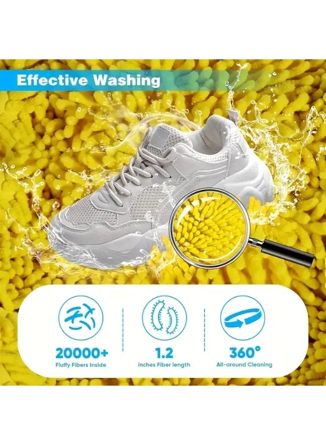 Shoe Washing Machine Bag – 360° Deep Clean Sneaker Laundry Bag with Auto-Lock Zipper, Reusable Chenille Fabric for Sports, Tennis & Casual Shoes, Protects from Scratches, Deformation & Fading, Yellow - Image 3