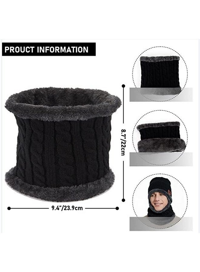 Brand Conquer Wool Beanie Cap & Muffler Set for Men & Women - Winter Woolen Headwear With Neck Warmer - Soft Black, Free Size - Image 3