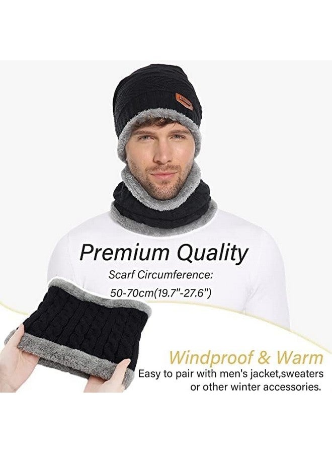 Brand Conquer Wool Beanie Cap & Muffler Set for Men & Women - Winter Woolen Headwear With Neck Warmer - Soft Black, Free Size - Image 4
