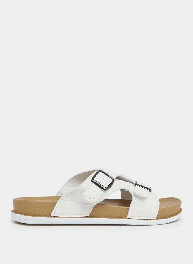 ستايلي شبشب رجالي أبيض بمشبك