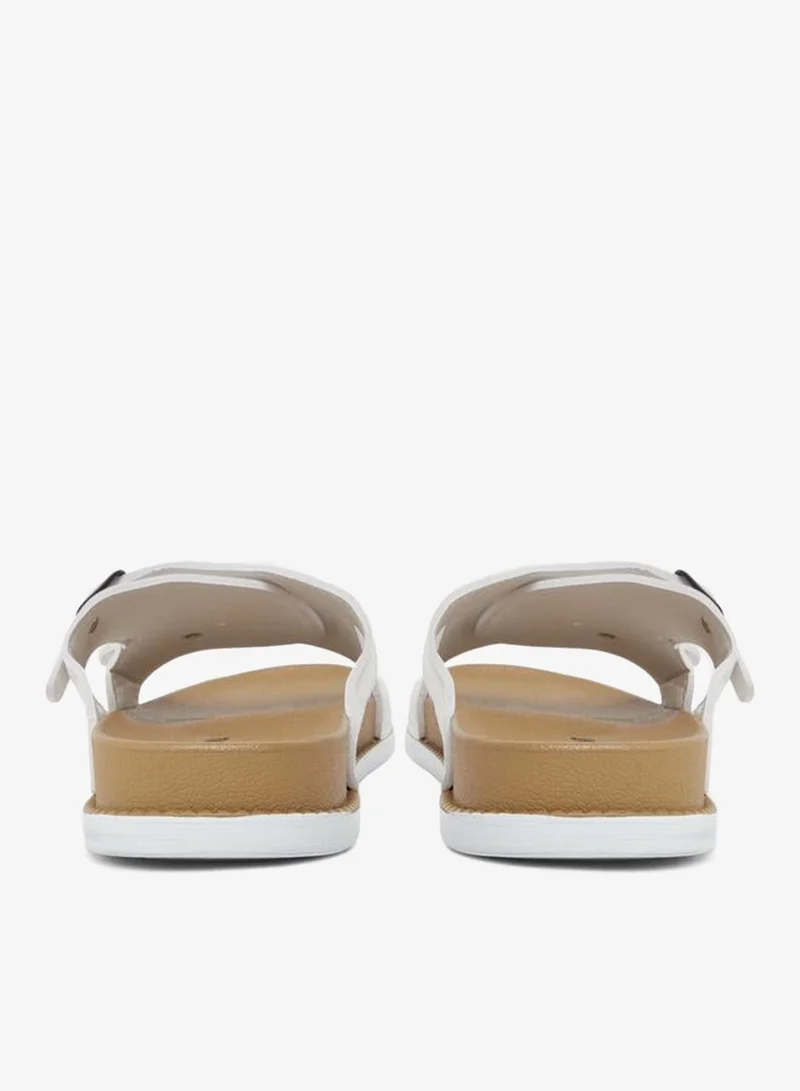 Styli White Men White Buckle Slide Sandals for Men | Best Price UAE