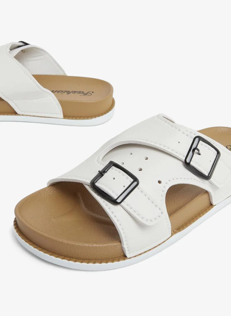 Styli White Men White Buckle Slide Sandals for Men | Best Price UAE