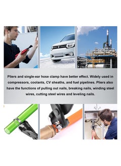 SYOSI Single Ear Clamp, 9inch Pincer Carbon Steel Ear Clamp, Pliers Tool Install, Remove Clamp Crimp Pliers Nail Puller, Clamp Crimping for repairing pipes, fuel lines, Nail Puller, Hand Clamp Cutter  - Image 5