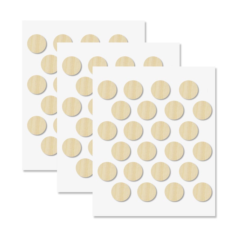 UNMAR Maple Self-Adhesive Screw Hole Stickers - 72 Pcs. 0.79 Inch / 20 Mm Peel Stick Dust Proof Tape, Water Resistance Pvc Caps For Wood Cabinets, Furniture, Drawer, Wardrobe, Kitchen, Table - Image 1