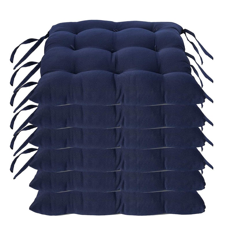 TEEJA Microfiber Chair Cushion Seat Pad with Ties Use for Home Chair Bookstore Library Cafe Car Office 40X40cm Blue Pack of 6
