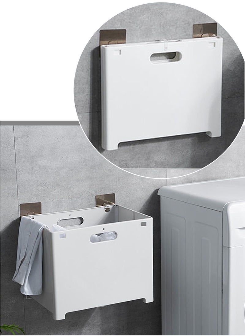 Foldable dirty laundry basket wall mounted clothes box, storage basket white  - Image 1