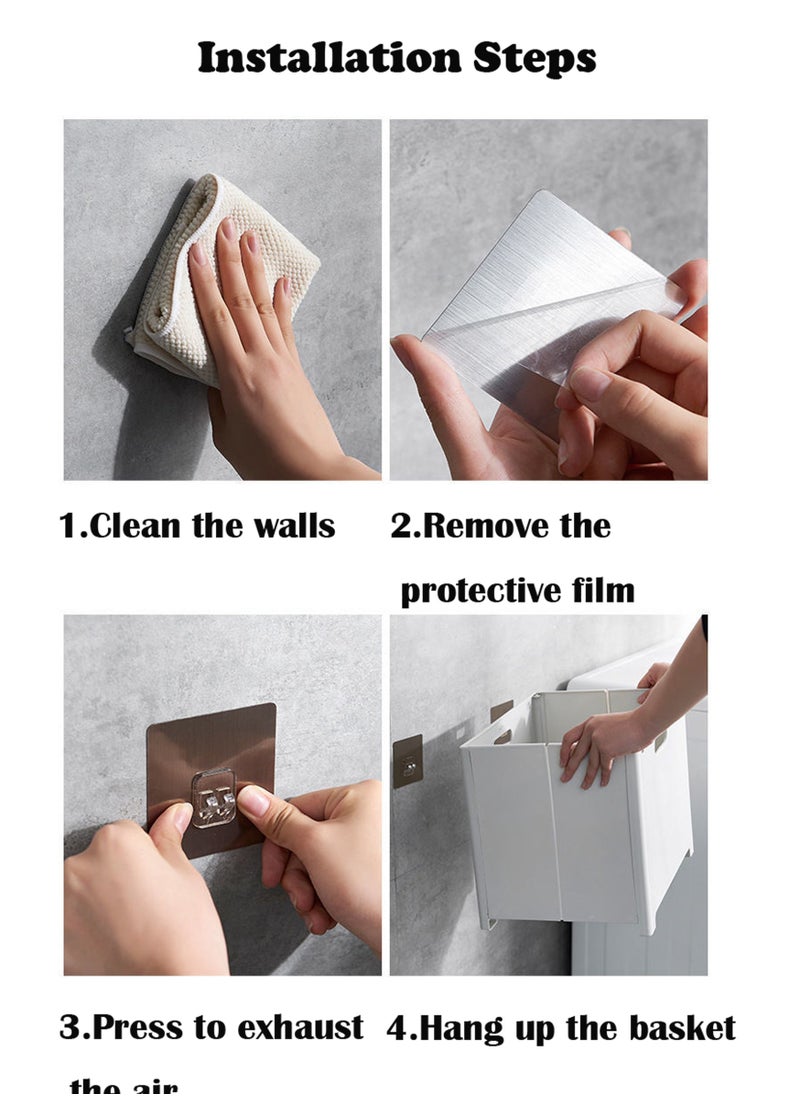 Foldable dirty laundry basket wall mounted clothes box, storage basket white  - Image 3