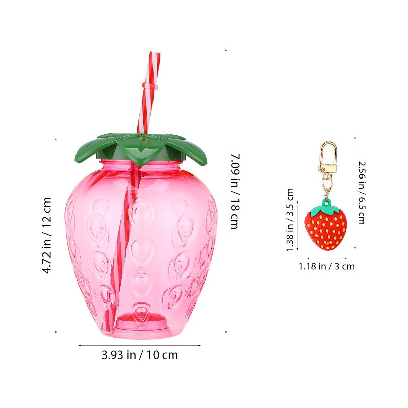 Kawaii Strawberry Plastic Cups with Lids and Straws 4 Pcs for Party Favors Beach Summer Drinks - Image 5