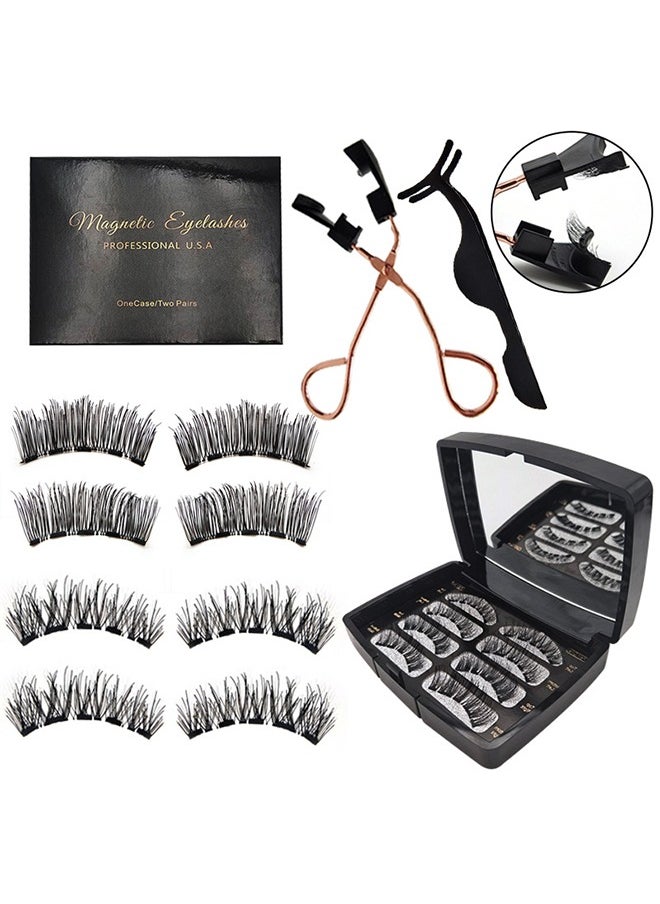 HY Magnetic False Eyelashes Dual Magnetic Eyelashes Without Eyeliner or Glue, 3D False Eyelashes Naturally Thick  - Image 1