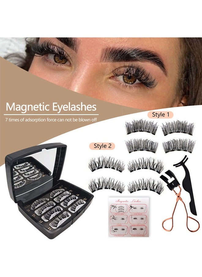 HY Magnetic False Eyelashes Dual Magnetic Eyelashes Without Eyeliner or Glue, 3D False Eyelashes Naturally Thick  - Image 2