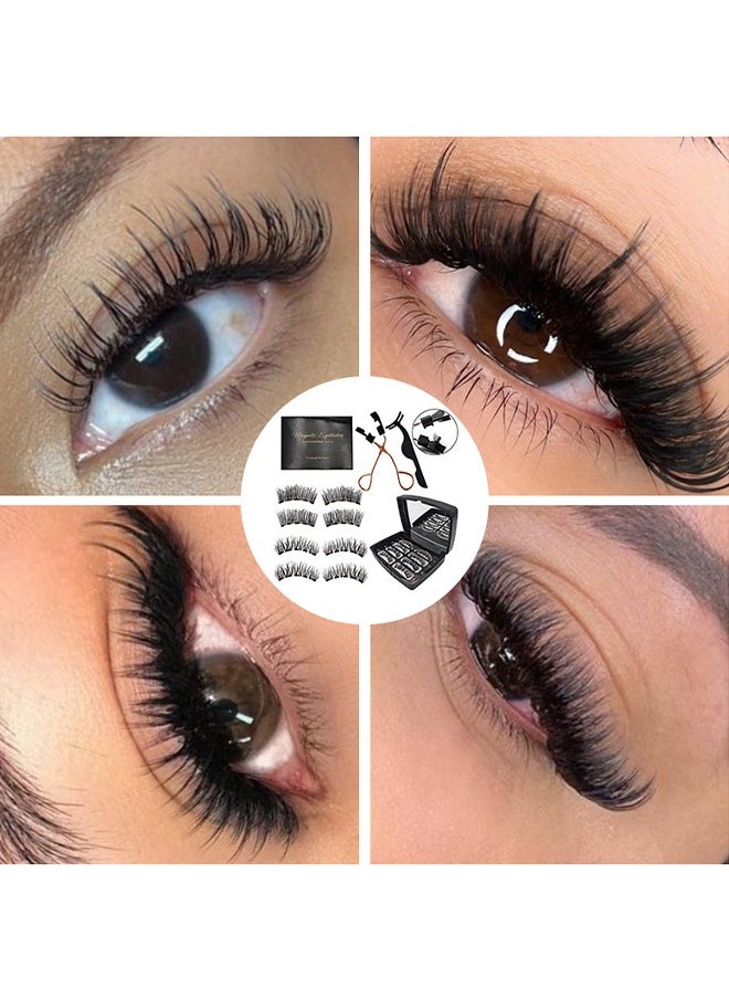 HY Magnetic False Eyelashes Dual Magnetic Eyelashes Without Eyeliner or Glue, 3D False Eyelashes Naturally Thick  - Image 4