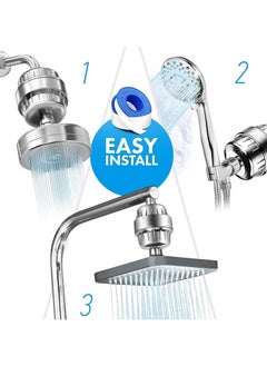 XICEN Shower Filter, 15 Stage Shower Head Filter , Showerhead Filter for Hard Water with 2 Replaceable Filter Cartridges, Universal Replaceable Shower Head Water Purifier to Remove Chlorine and Fluoride  - Image 4