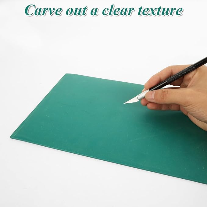 Luoshi Linoleum Block for Printmaking, 8 x 12 Inch Linoleum Blocks Green Linocut Block Linoleum Block Printing for Engraving Art Project Printmaking Stamp Carving Block (Only One Sheet) - Image 4