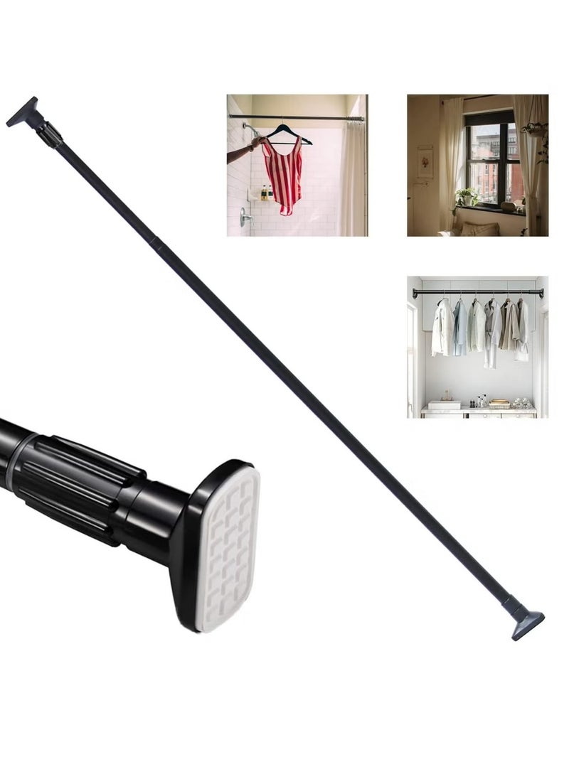 MHD Shower Curtain Rod Adjustable Width 90-160cm, Tube Diameter 25mm, Extendable Telescopic Length, No Drilling Type Suitable For Bathroom Shower Bathtub Cabinets (Black, 90cm To 160cm)  - Image 1