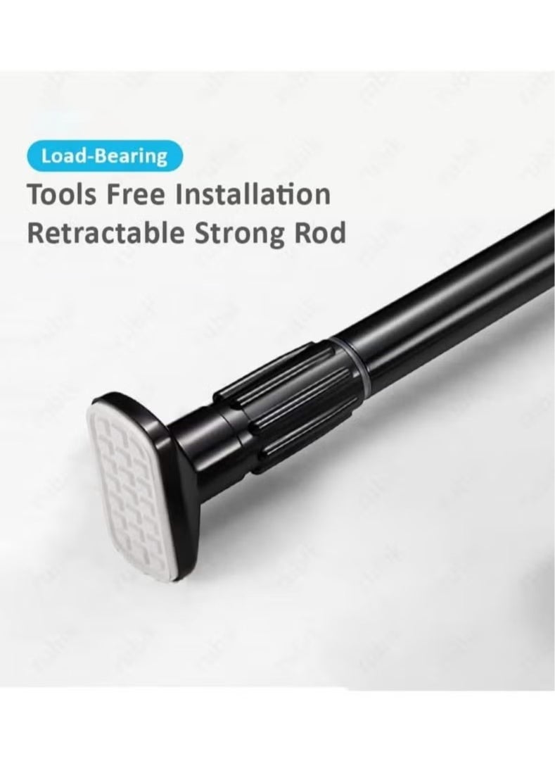 MHD Shower Curtain Rod Adjustable Width 90-160cm, Tube Diameter 25mm, Extendable Telescopic Length, No Drilling Type Suitable For Bathroom Shower Bathtub Cabinets (Black, 90cm To 160cm)  - Image 3