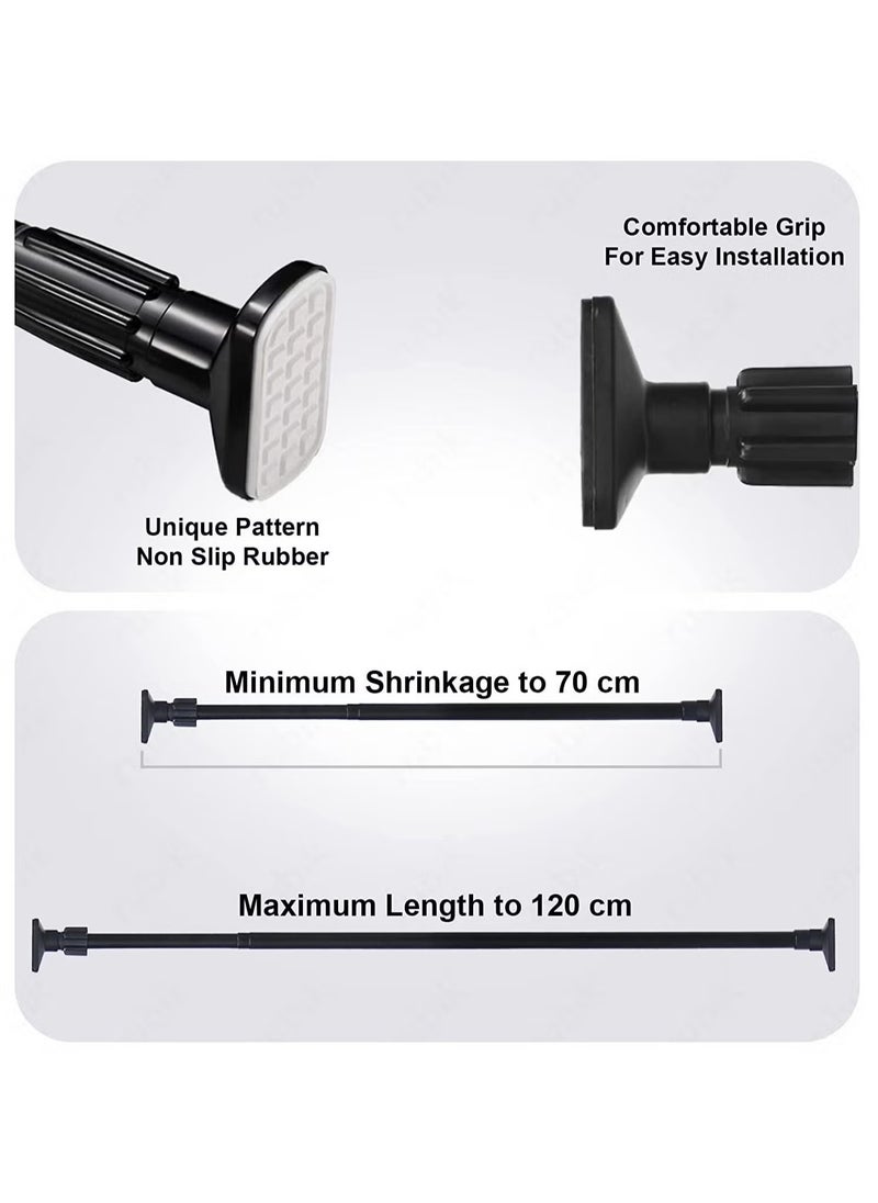 MHD Shower Curtain Rod Adjustable Width 90-160cm, Tube Diameter 25mm, Extendable Telescopic Length, No Drilling Type Suitable For Bathroom Shower Bathtub Cabinets (Black, 90cm To 160cm)  - Image 2