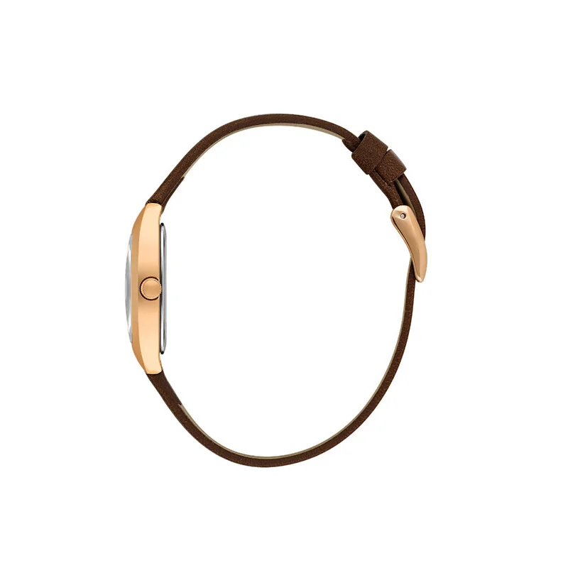 DANIEL KLEIN Women's Leather Rose Gold Alloy Case Analog Dark Green Square Sunray Dial Japanese Quartz Premium 30 Meters Water Resistant