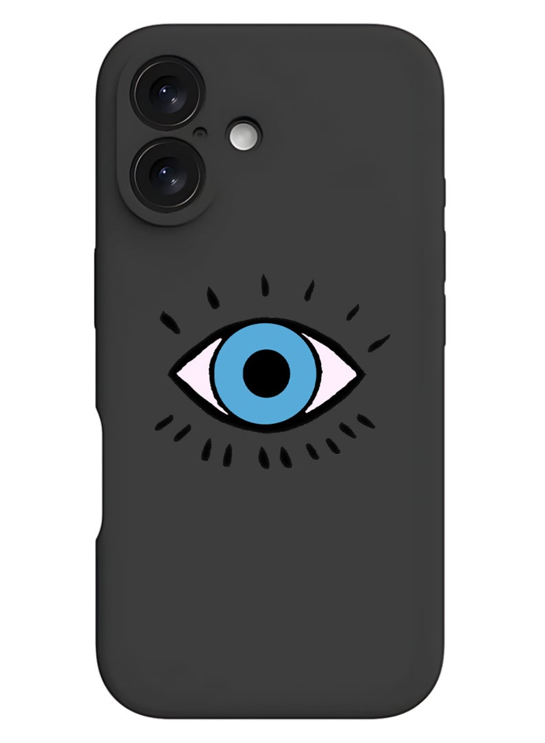 Theodor iPhone 16 Plus Black Protective Slim Fit Case Liquid Silicone Cover with Full Body Protection Anti-Scratch Shockproof Case For iPhone - Eye B - Image 1