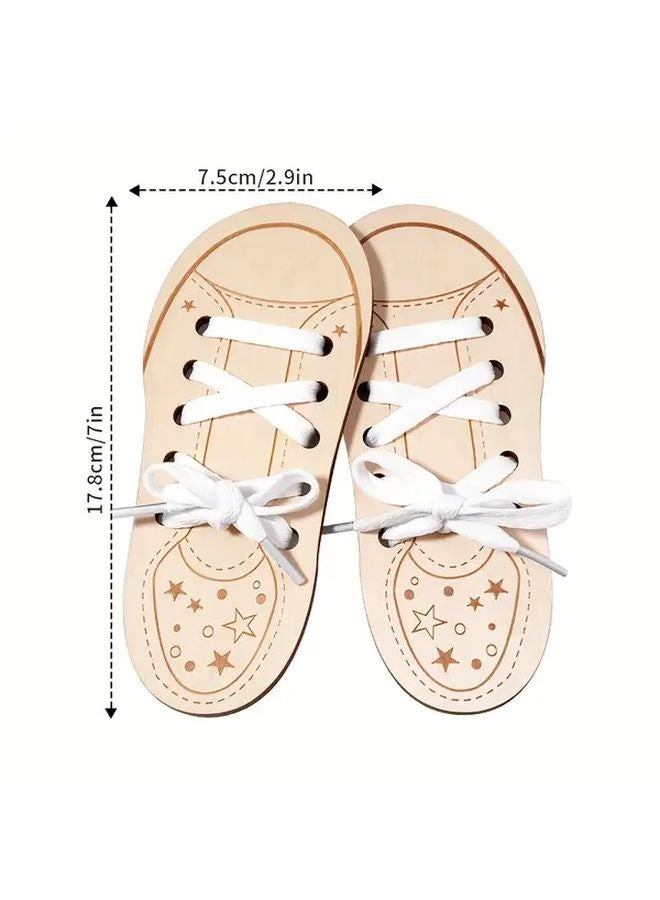 Wooden Shoe Lacing Busy Board Educational Toy Motor Skills Hand Eye Coordination Gift - Image 3