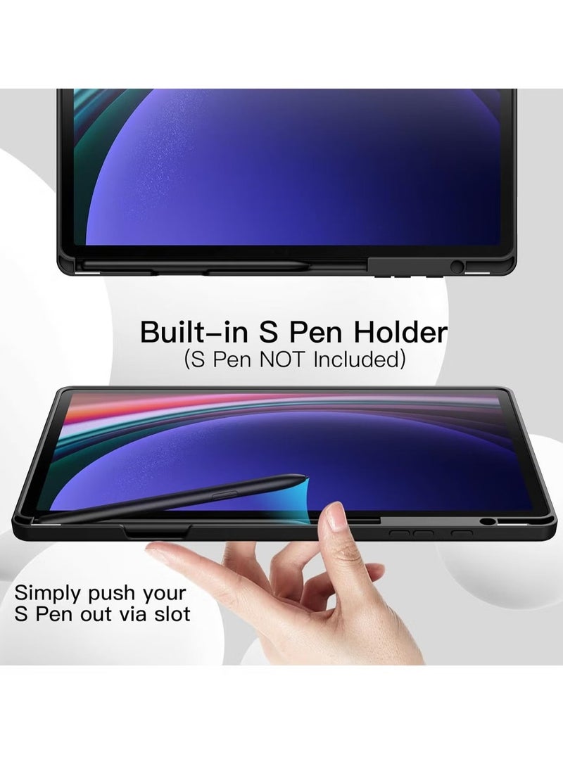 vesus Samsung Galaxy Tab S10 Plus 12.4 Inch Case with S Pen Holder â€“ Soft TPU Tri-Fold Stand Protective Cover, Auto Wake/Sleep, S Pen Charging Support, Black - Image 3