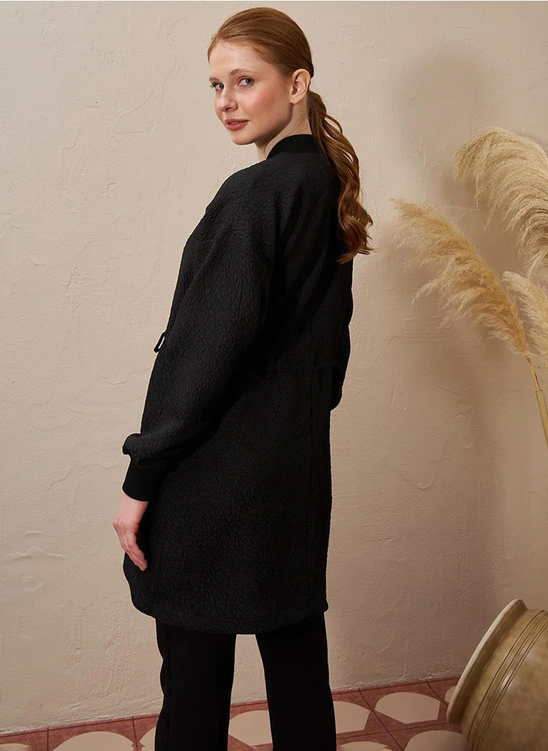 Kayra Belted Quilted Jacket Black
