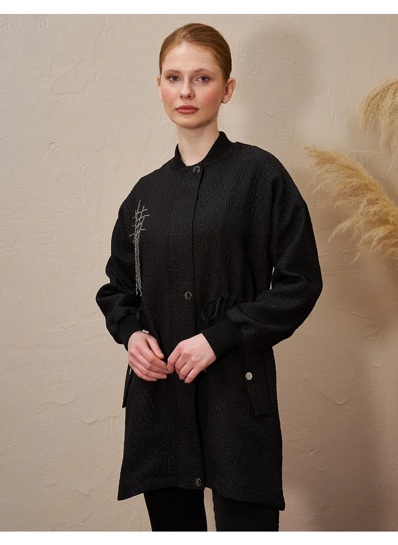Kayra Belted Quilted Jacket Black