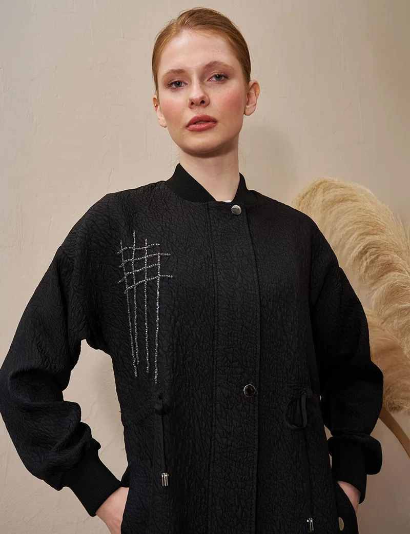 Kayra Belted Quilted Jacket Black