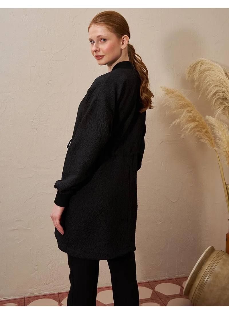 Kayra Belted Quilted Jacket Black