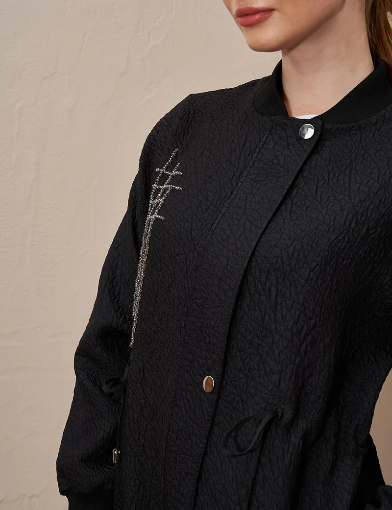 Kayra Belted Quilted Jacket Black