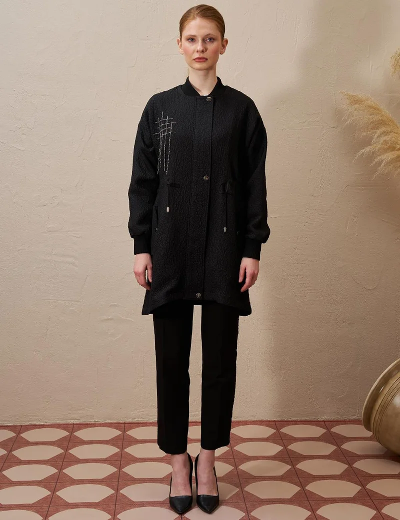 Kayra Belted Quilted Jacket Black