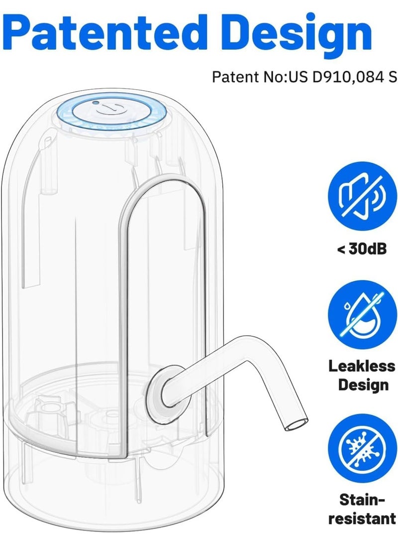 USB Charging Automatic Water Dispenser Pump, Portable Electric Bottle Pump for 5 Gallon Bottles (White)USB Charging Automatic Water Dispenser Pump, Portable Electric Bottle Pump for 5 Gallon Bottles (White) - Image 2