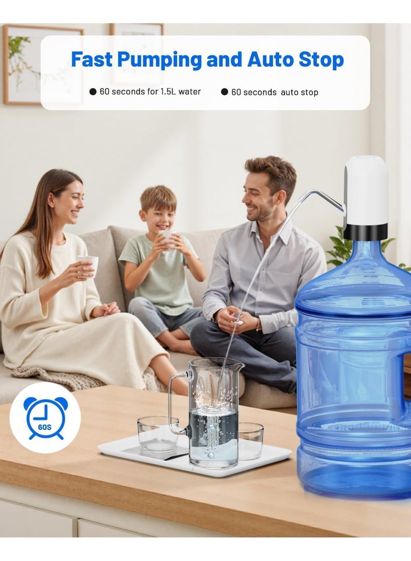 USB Charging Automatic Water Dispenser Pump, Portable Electric Bottle Pump for 5 Gallon Bottles (White)USB Charging Automatic Water Dispenser Pump, Portable Electric Bottle Pump for 5 Gallon Bottles (White) - Image 5