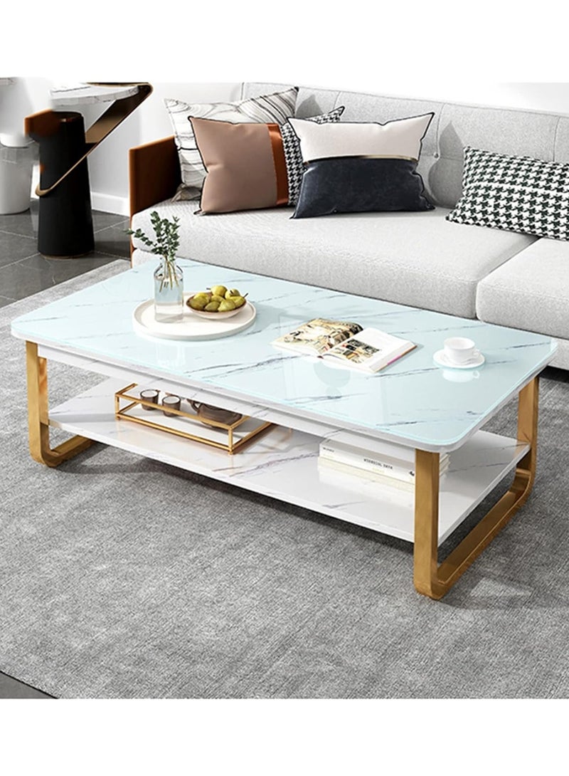 DubaiGallery طاولة قهوة بتصميم حديث مطور من طبقتين مع درج للتخزين لطاولة نهاية أثاث غرفة المعيشة 100 x 45 x 42 سنتيمتر - Image 3