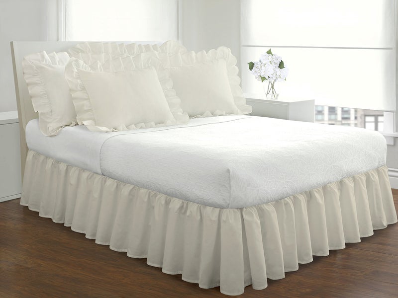 FRESH IDEAS Bedding Ruffled Bedskirt, Classic 14” drop length, Gathered Styling, Queen, Ivory (FRE30114IVOR03) - Image 2