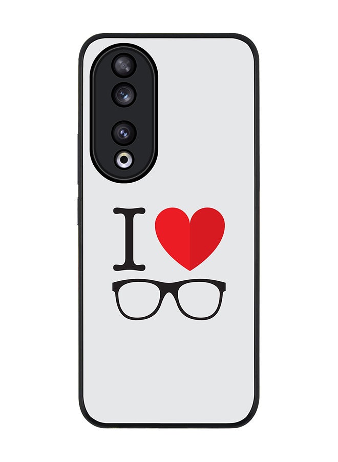 Stylizedd Rugged Black edge case for Honor 90 5G, Slim fit Soft Case Flexible Rubber Edges Anti Drop TPU Gel Thin Cover -  I Love Glasses  - Image 1