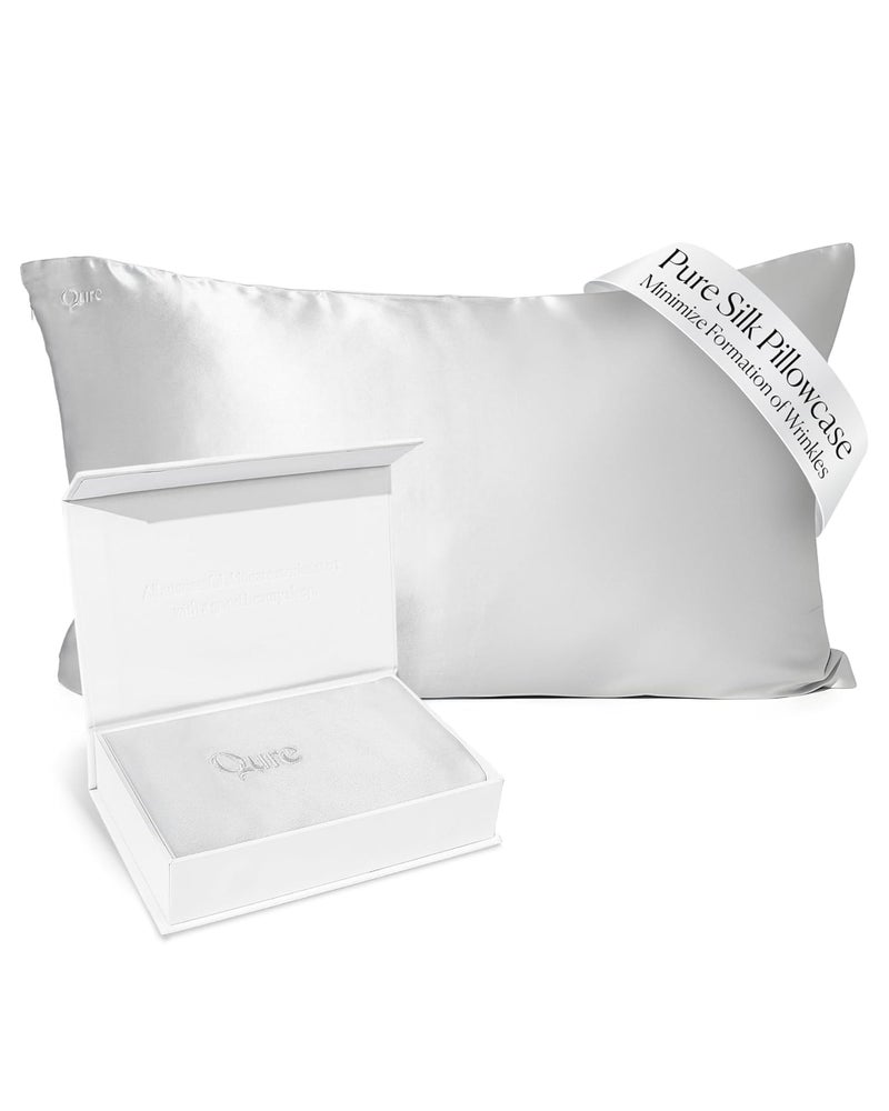 Qure Silk Pillowcase for Hair and Skin Mulberry Silk Pillow Cases Anti Acne Cooling Sleep Real Natural Silk Covers with Hidden Zipper Gifts for Women Men Standard Size - Image 2