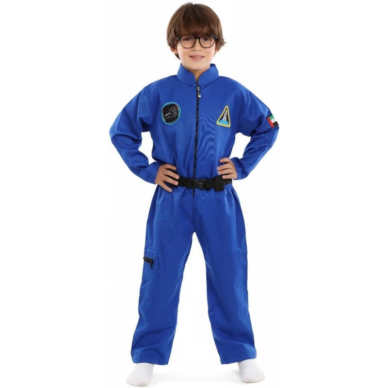 UAE Astronaut Space Explorer Uniform Clothing Set - Blue One-Piece Jumpsuit For Role Play Cosplay Polyester Blend Machine Washable Ages 3-10 Years - Image 2