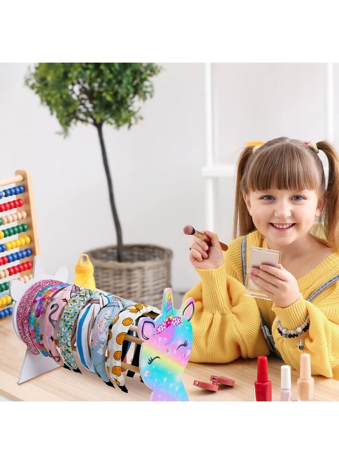 Basumee - Girls Headband Holder Organizer Hair Hoop Headband Display Stand Unicorn Hairband Stand Organizer Headband Storage Home Room Decors For Girls, Rainbow - Image 1