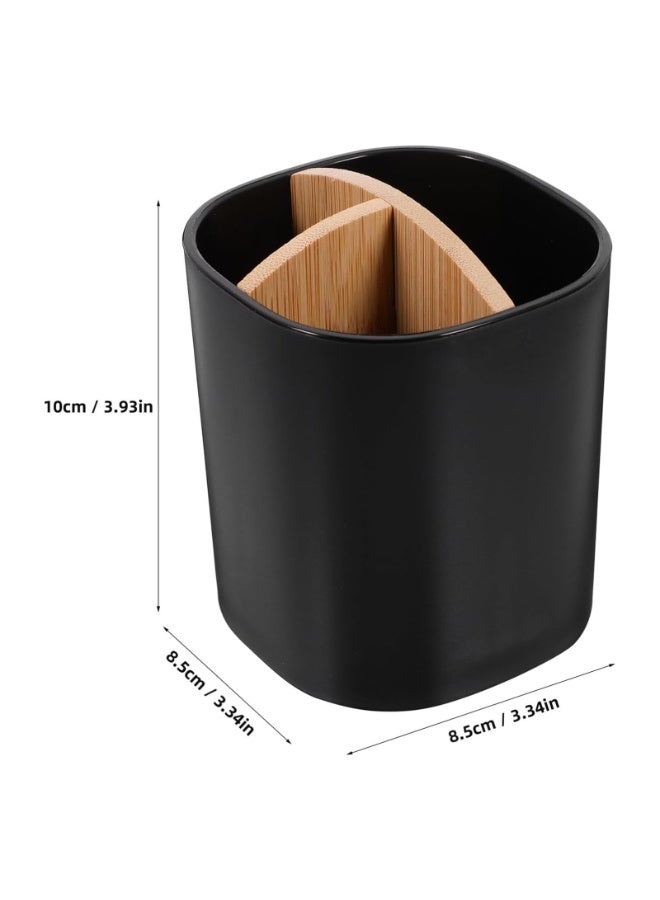 Bamboo Toothbrush Holder for Bathrooms, 3 Slots Toothbrush and Toothpaste Holder Bathroom Counter Organizer for Electric Toothbrushes, Floss, Razors (Black) - Image 3