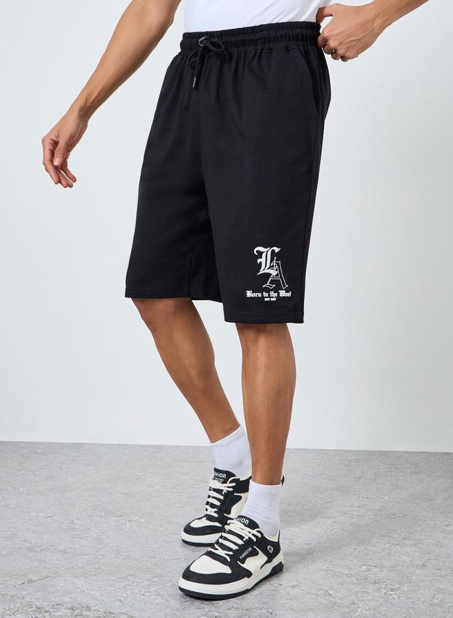 Styli Men Black Cotton Drawstring Shorts - Image 1
