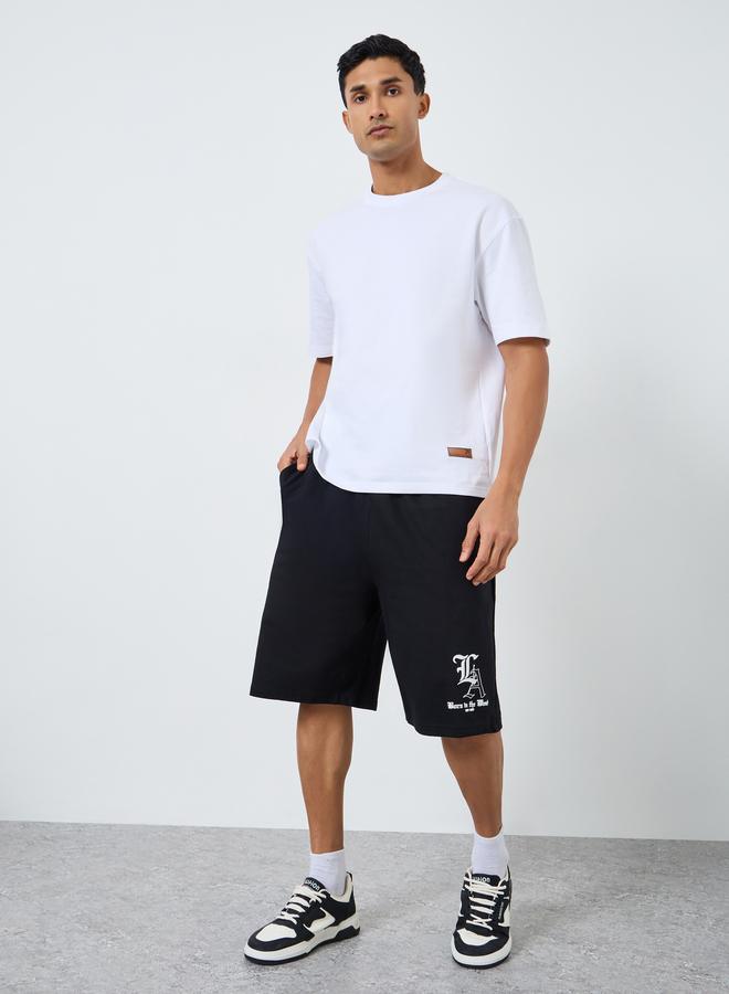 Styli Men Black Cotton Drawstring Shorts - Image 2