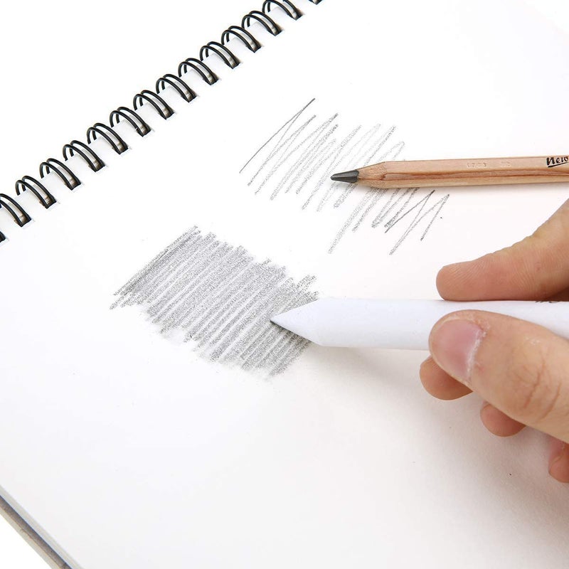 Definite أسطوانة ورقية بيضاء / خلاط فني / أدوات للتلطيف أو المزج بالفحم، الشمع و الجرافيت (مع ورق صنفرة وفرشاة تلطيف) - Image 2