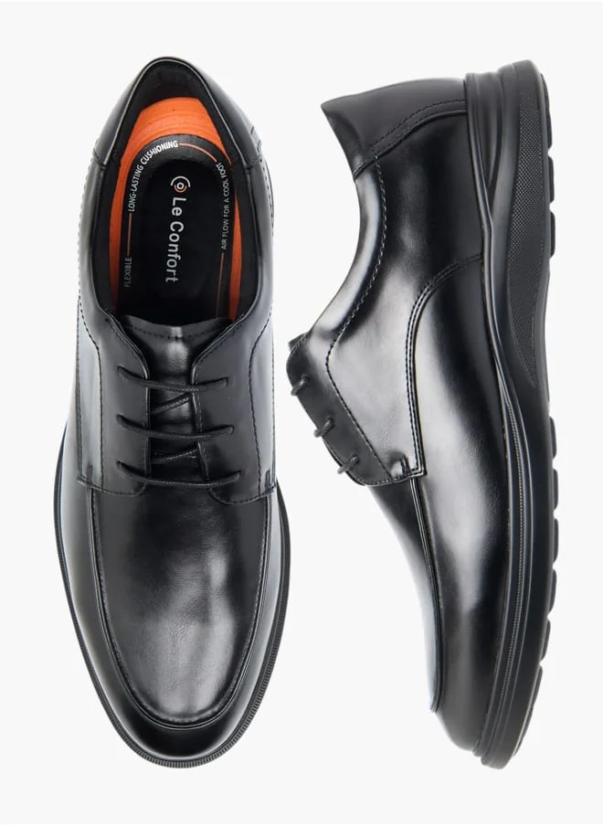 لو كونفورت Mens Solid Derby Shoes With Lace-Up Closure