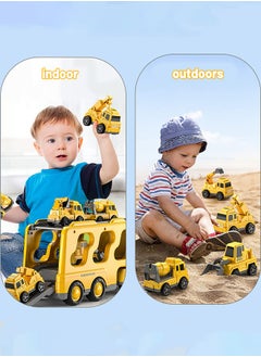 Garlo Construction Toddler Truck Toys for 3 4 5 6 Year Old Boys - 5-in-1 Friction Power Vehicle Car Toy for Toddlers 1-3, Carrier Truck Toys for Kids 3-5.  - Image 3