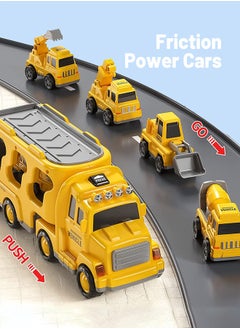 Garlo Construction Toddler Truck Toys for 3 4 5 6 Year Old Boys - 5-in-1 Friction Power Vehicle Car Toy for Toddlers 1-3, Carrier Truck Toys for Kids 3-5.  - Image 5