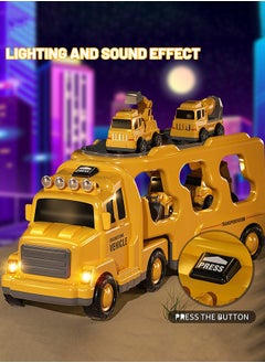 Garlo Construction Toddler Truck Toys for 3 4 5 6 Year Old Boys - 5-in-1 Friction Power Vehicle Car Toy for Toddlers 1-3, Carrier Truck Toys for Kids 3-5.  - Image 2